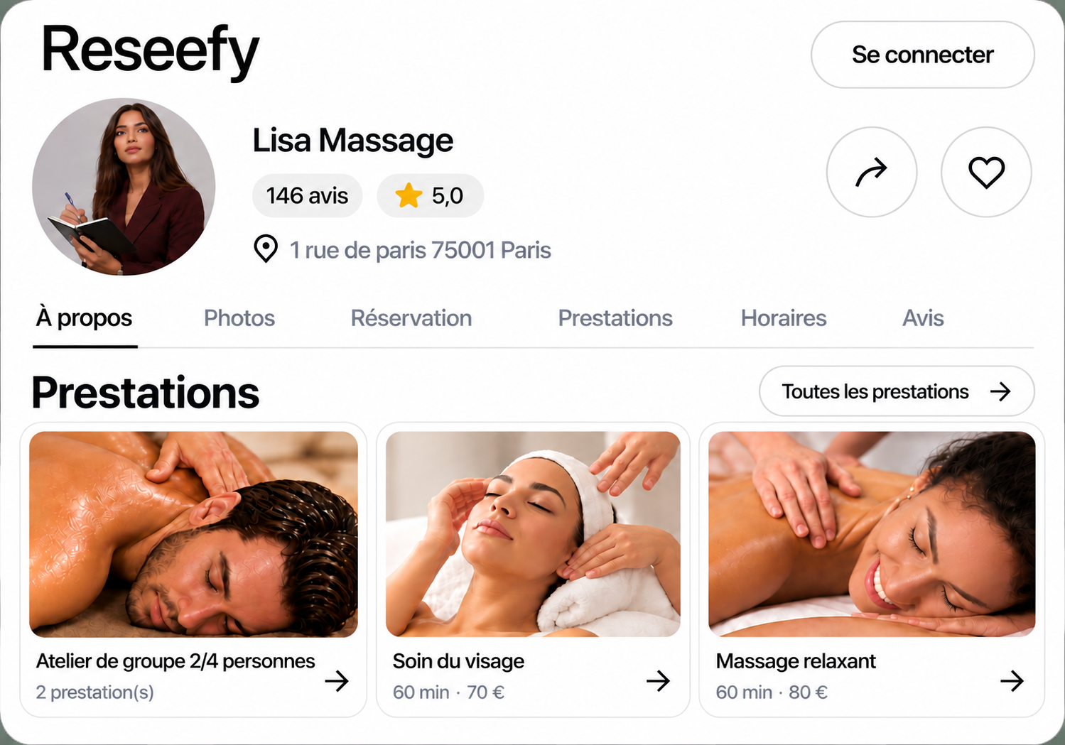 Page de réservation Reseefy